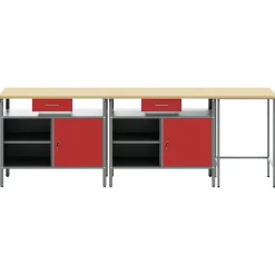 vidaXL Conjunto de banco de trabajo con cajón 3 pcs Negro y Gris Rojo Best