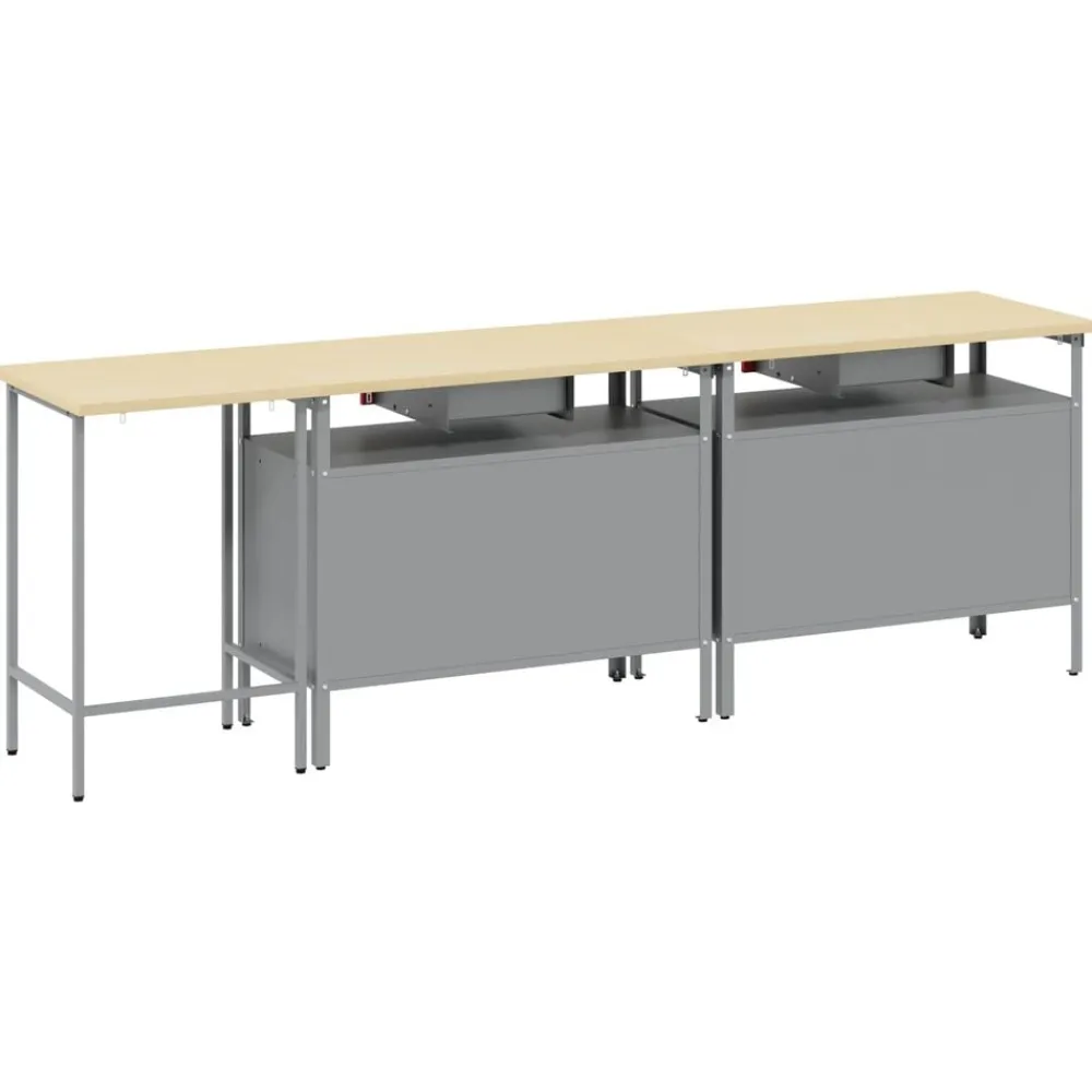 vidaXL Conjunto de banco de trabajo con cajón 3 pcs Negro y Gris Rojo Best