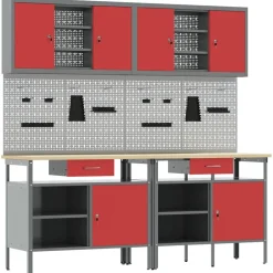vidaXL Accesorios De Bricolaje-Conjunto de banco de trabajo con cajón 8 pcs y Gris
