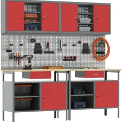 vidaXL Accesorios De Bricolaje-Conjunto de banco de trabajo con cajón 8 pcs y Gris