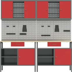 vidaXL Accesorios De Bricolaje-Conjunto de banco de trabajo con cajón 8 pcs y Gris