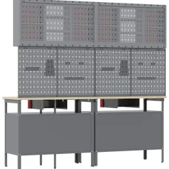 vidaXL Accesorios De Bricolaje-Conjunto de banco de trabajo con cajón 8 pcs y Gris