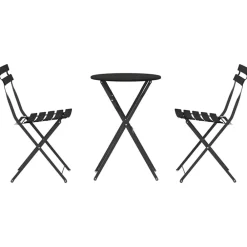 vidaXL Muebles De Jardín-Conjunto de Bistro Plegable 3 pcs Acero