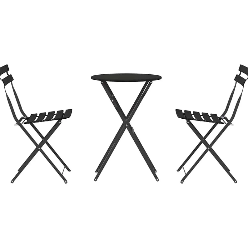 vidaXL Muebles De Jardín-Conjunto de Bistro Plegable 3 pcs Acero