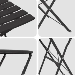 vidaXL Muebles De Jardín-Conjunto de Bistro Plegable 3 pcs Acero