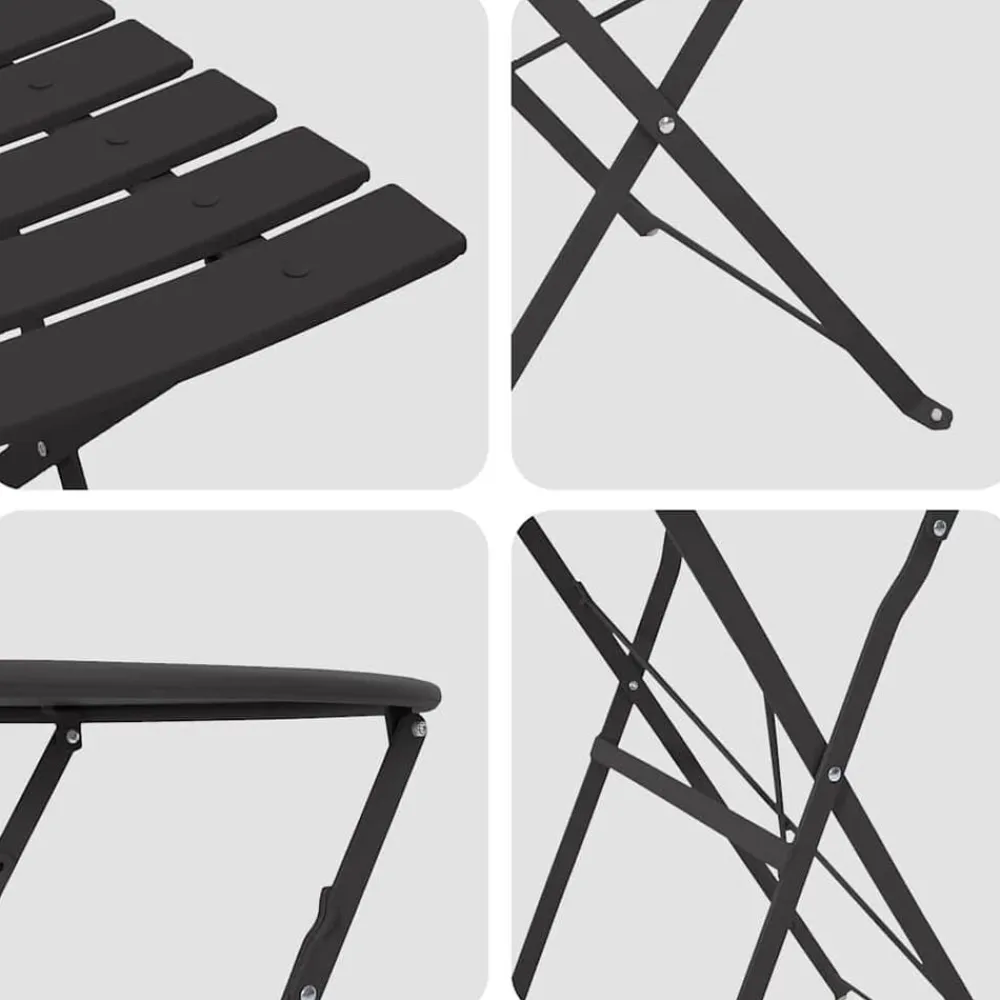 vidaXL Muebles De Jardín-Conjunto de Bistro Plegable 3 pcs Acero