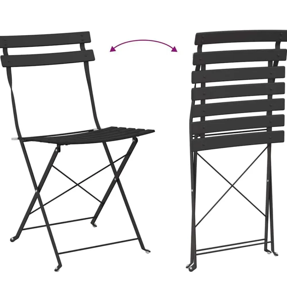 vidaXL Muebles De Jardín-Conjunto de Bistro Plegable 3 pcs Acero