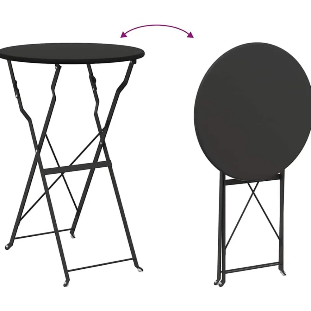 vidaXL Muebles De Jardín-Conjunto de Bistro Plegable 3 pcs Acero