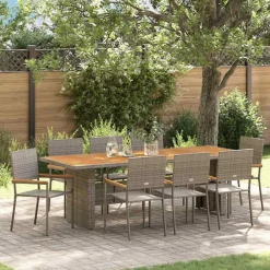 vidaXL Conjunto de Comedor de Jardín 9 pcs ratán sintético Gris Outlet