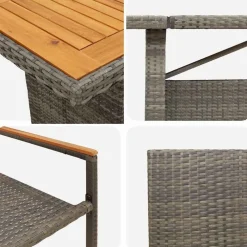 vidaXL Conjunto de Comedor de Jardín 9 pcs ratán sintético Gris Outlet