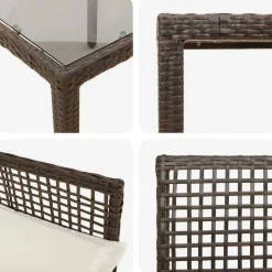 vidaXL Conjunto de Comedor de Jardín 9 pcs Marrón ratán sintético Marrón y crema Outlet