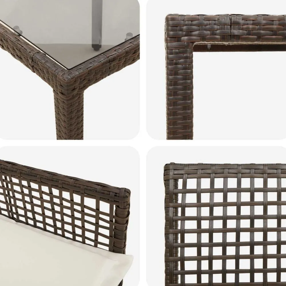 vidaXL Conjunto de Comedor de Jardín 9 pcs Marrón ratán sintético Marrón y crema Outlet