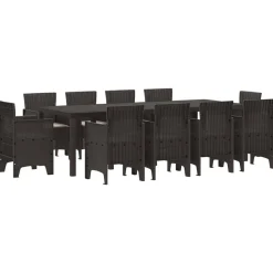 vidaXL Conjunto de Comedor de Jardín 11 pcs Marrón Polipropileno Marrón New