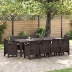 vidaXL Conjunto de Comedor de Jardín 11 pcs Marrón Polipropileno Marr&oacute;n New