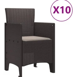 vidaXL Conjunto de Comedor de Jardín 11 pcs Marrón Polipropileno Marr&oacute;n New