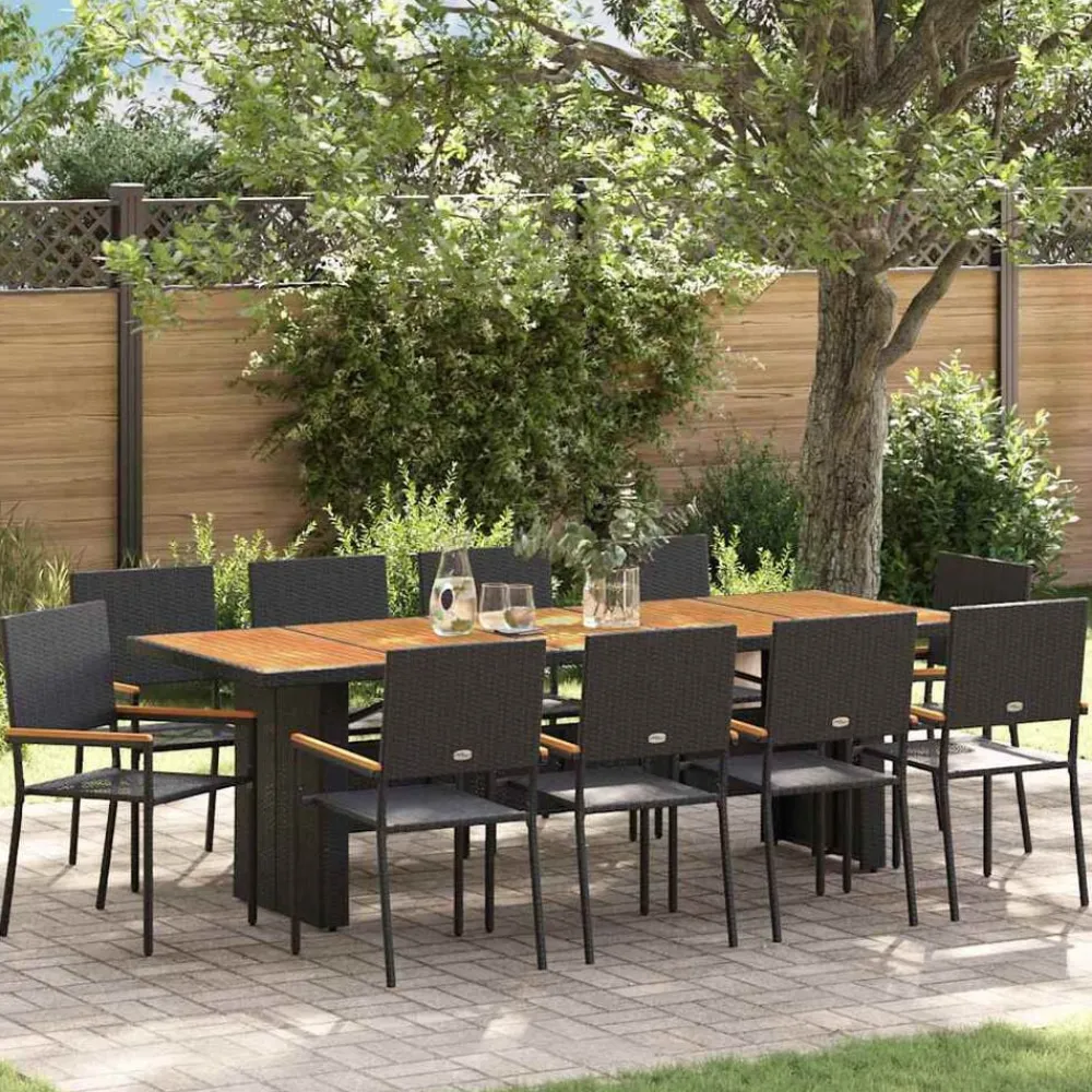vidaXL Muebles De Jardín-Conjunto de Comedor de Jardín 11 pcs ratán sintético