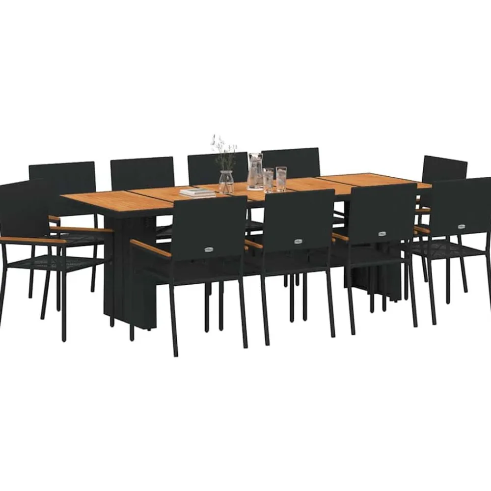 vidaXL Muebles De Jardín-Conjunto de Comedor de Jardín 11 pcs ratán sintético