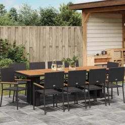 vidaXL Muebles De Jardín-Conjunto de Comedor de Jardín 11 pcs ratán sintético