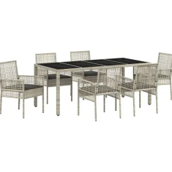 vidaXL Muebles De Jardín-Conjunto de Comedor de Jardín 7 pcs Gris Claro ratán sintético