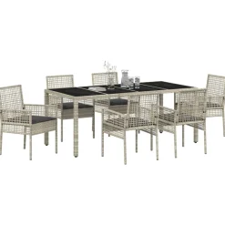 vidaXL Muebles De Jardín-Conjunto de Comedor de Jardín 7 pcs Gris Claro ratán sintético
