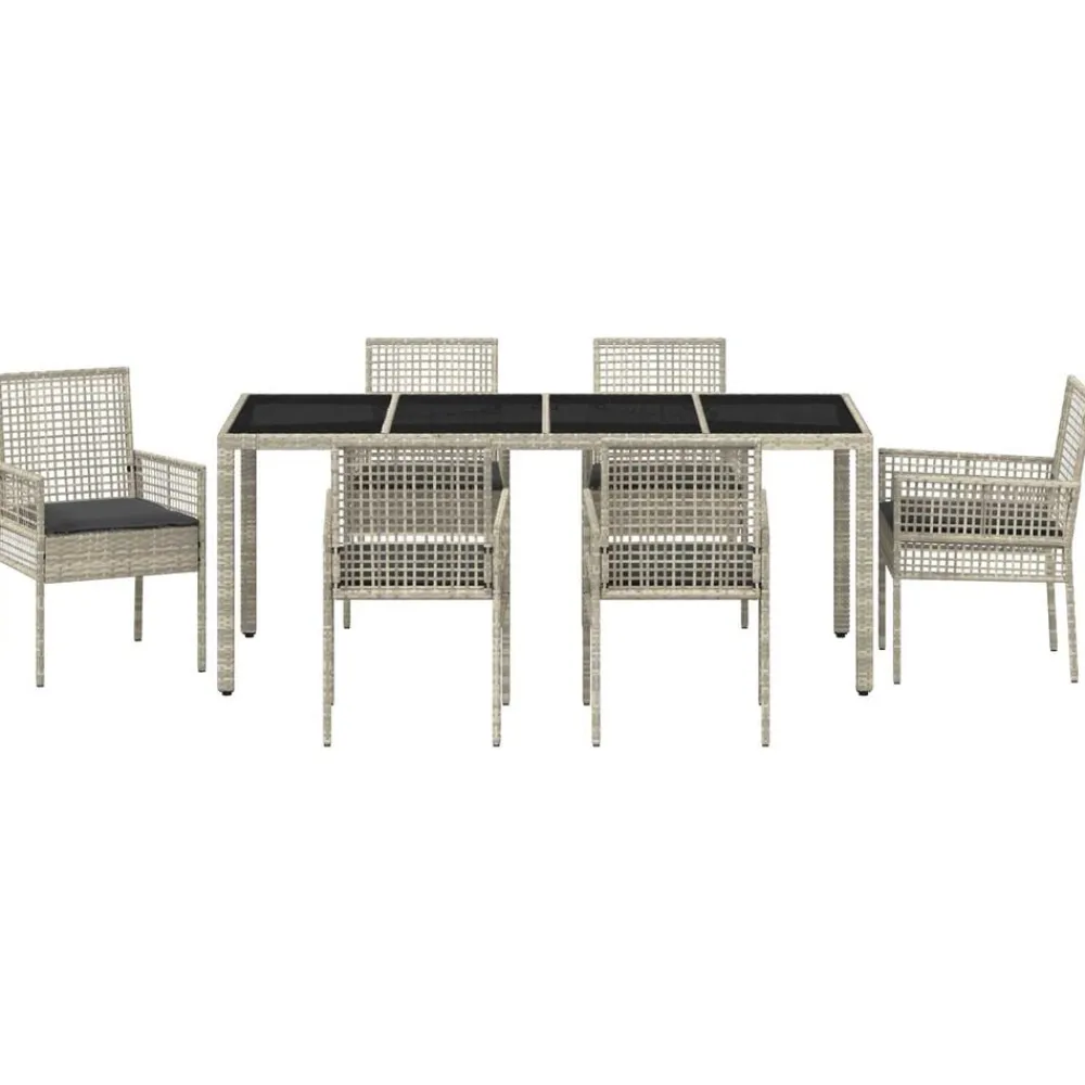 vidaXL Muebles De Jardín-Conjunto de Comedor de Jardín 7 pcs Gris Claro ratán sintético