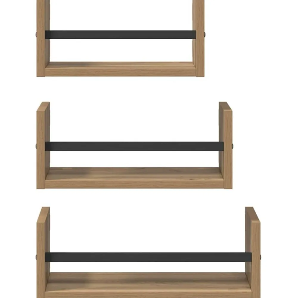 vidaXL Estanterías-Conjunto de estantes de pared 3 pcs Roble artesanal 40x16x14cm