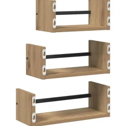 vidaXL Estanterías-Conjunto de estantes de pared 3 pcs Roble artesanal 40x16x14cm