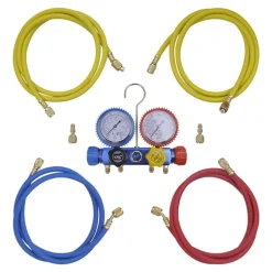 vidaXL Conjunto de herramientas de manómetro de cuatro vías New