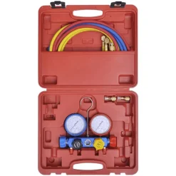 vidaXL Conjunto de herramientas de manómetro de cuatro vías New