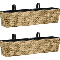 vidaXL Conjunto de jardineras 2 unidades jacinto de agua Marrón claro Clearance
