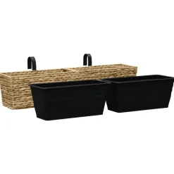 vidaXL Conjunto de jardineras 2 unidades jacinto de agua Marr&oacute;n claro Clearance