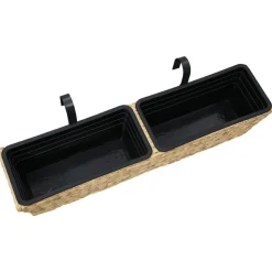 vidaXL Conjunto de jardineras 2 unidades jacinto de agua Marr&oacute;n claro Clearance