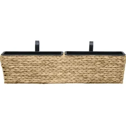 vidaXL Conjunto de jardineras 2 unidades jacinto de agua Marr&oacute;n claro Clearance