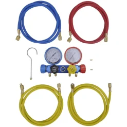 vidaXL Herramientas-Conjunto de manómetro de cuatro vías para aire acondicionado