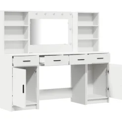 vidaXL Armarios Y Almacenamiento-Conjunto de mesa de vestidor con LED 3 pcs Madera de ingeniería