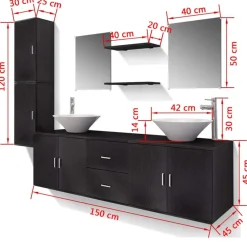 vidaXL Conjuntos De Muebles-Conjunto de muebles de baño con lavabo y grifo 11 piezas