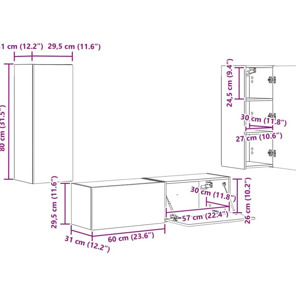 vidaXL Conjunto de mueble de TV 2 pcs Madera de ingeniería brillante Online
