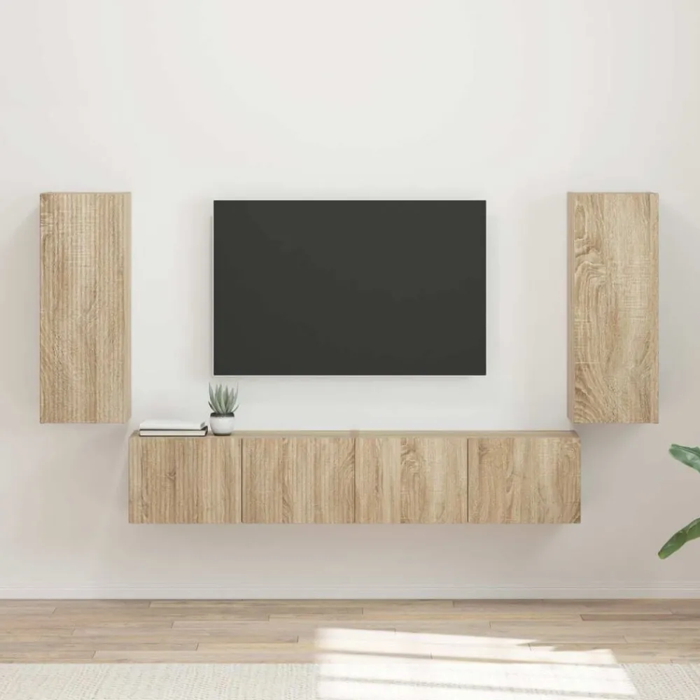 vidaXL Muebles Tv-Conjunto de mueble para TV de pared 4 pcs