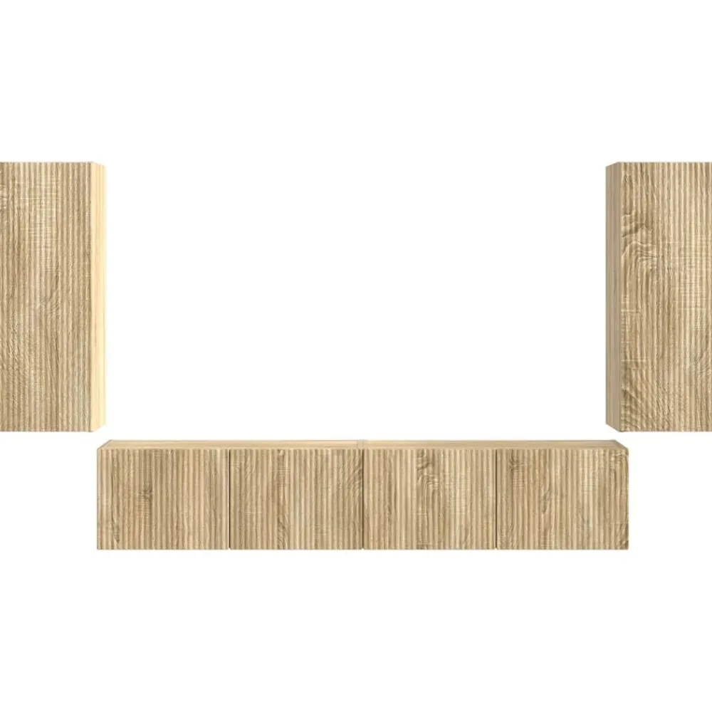 vidaXL Muebles Tv-Conjunto de mueble para TV de pared 4 pcs