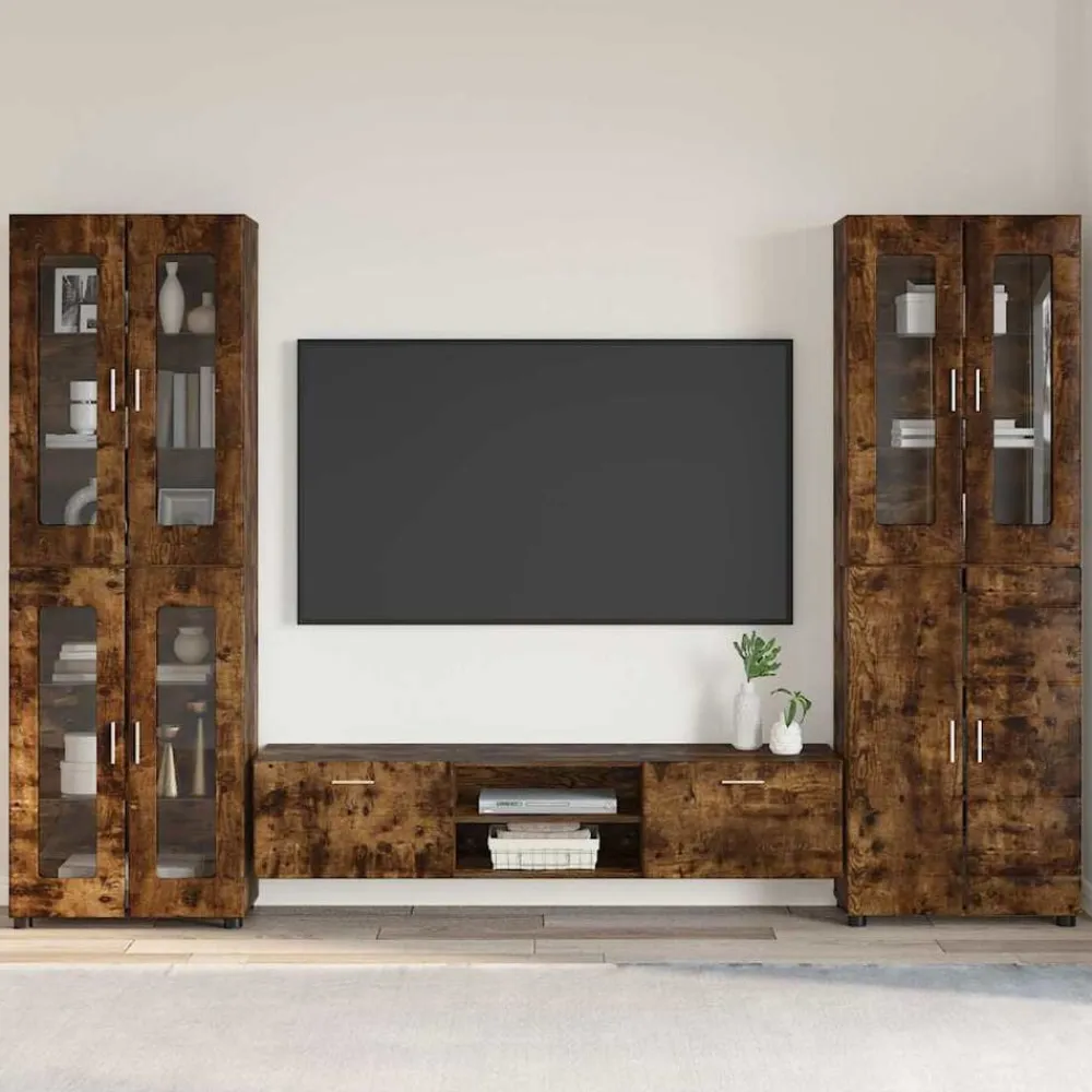 vidaXL Conjunto de mueble de TV con cajón FLORIN Roble ahumado Best