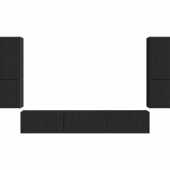 vidaXL Conjunto de mueble de TV 4 pcs Madera de ingeniería Negro Clearance