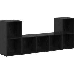 vidaXL Conjunto de mueble de TV 3 pcs Negro Madera contrachapada Roble negro Clearance