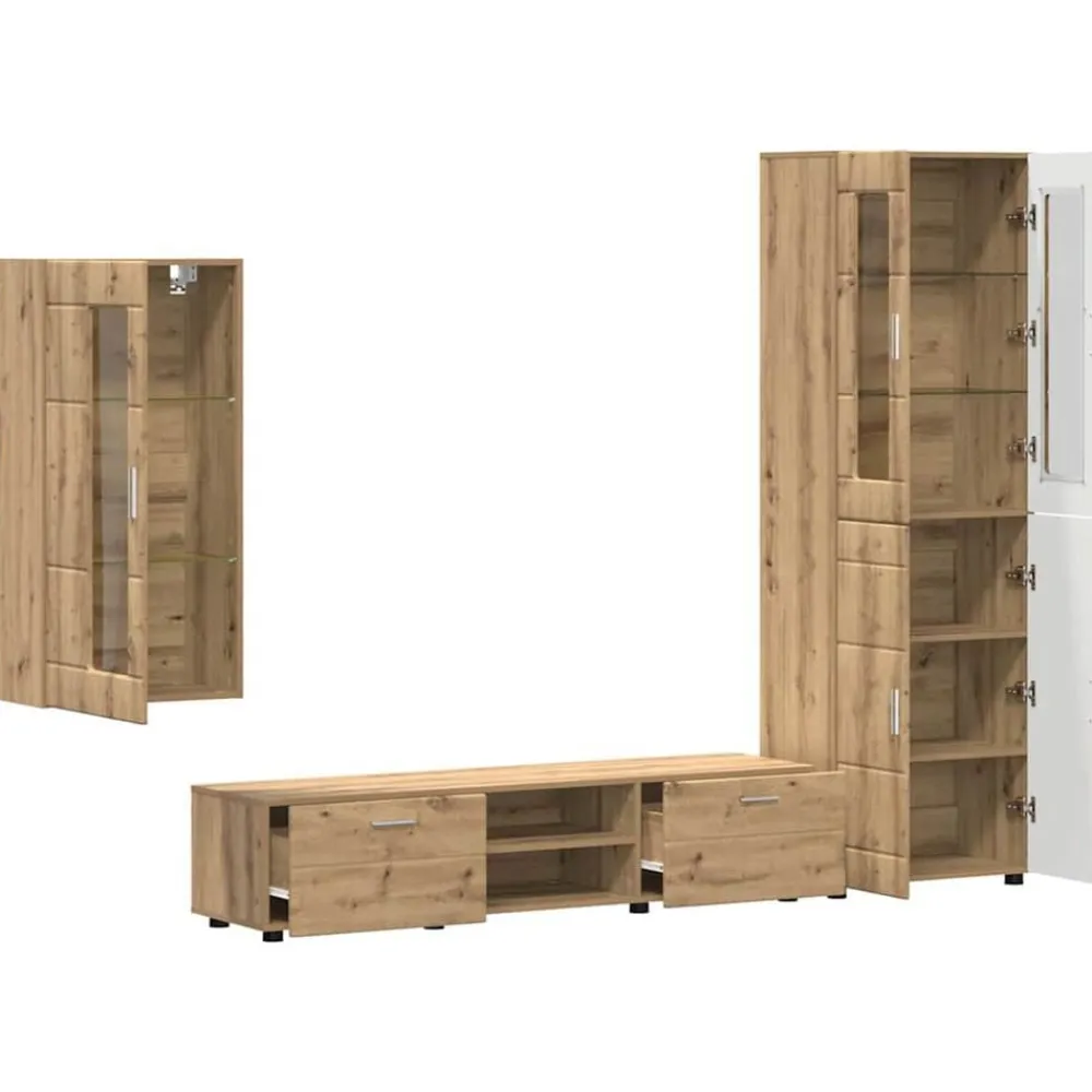vidaXL Conjuntos De Muebles-Conjunto de mueble de TV con cajón FLORIN Roble artesanal