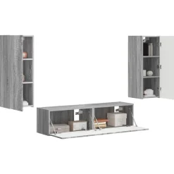 vidaXL Conjunto de mueble de TV 2 pcs Madera de ingeniería Gris sonoma Online