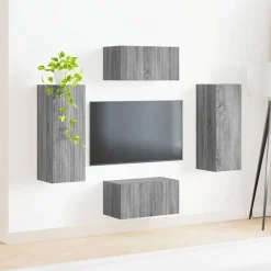 vidaXL Conjunto de mueble de TV 2 pcs Madera de ingeniería Gris sonoma Online
