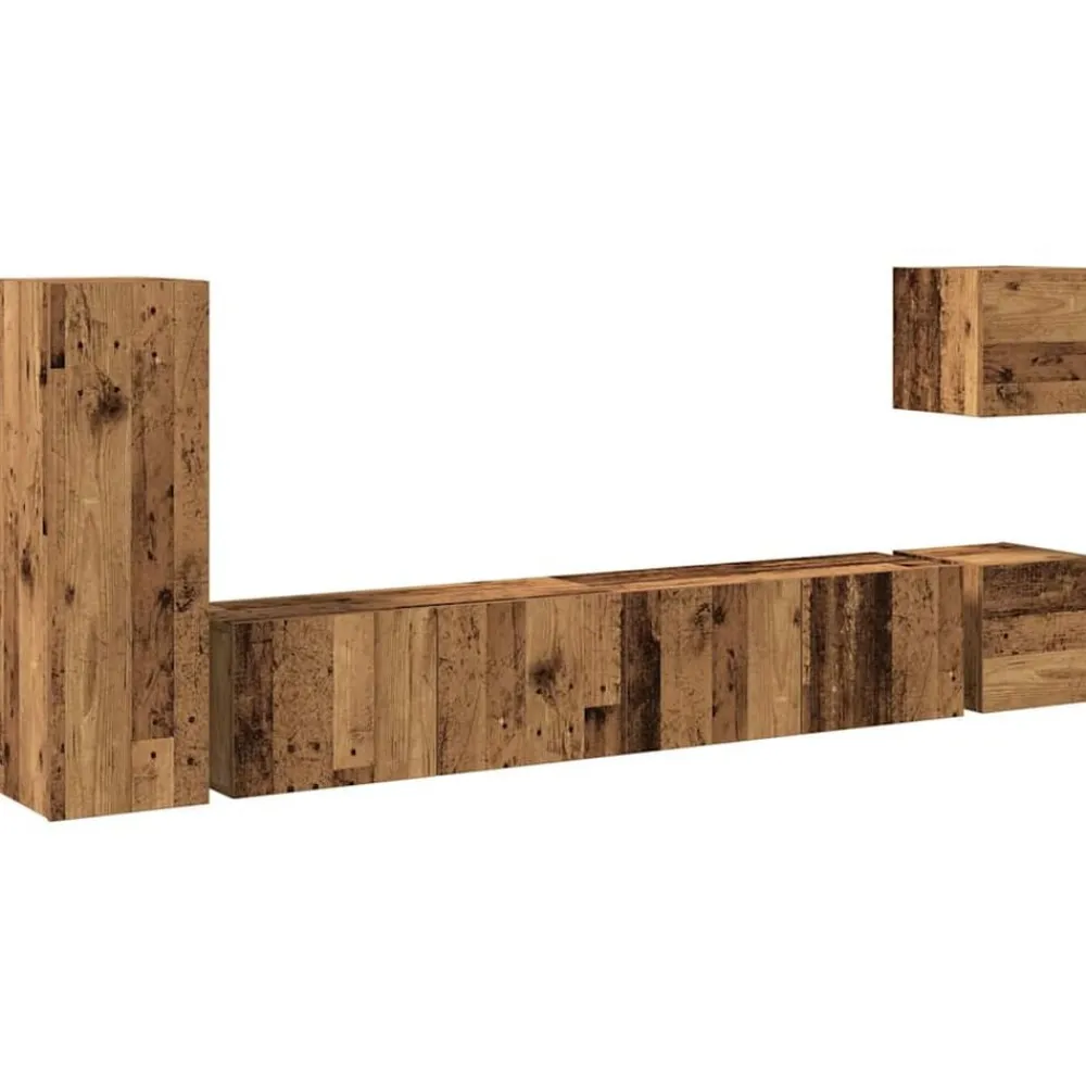 vidaXL Muebles Tv-Conjunto de mueble de TV 5 piezas montado la pared madera vieja