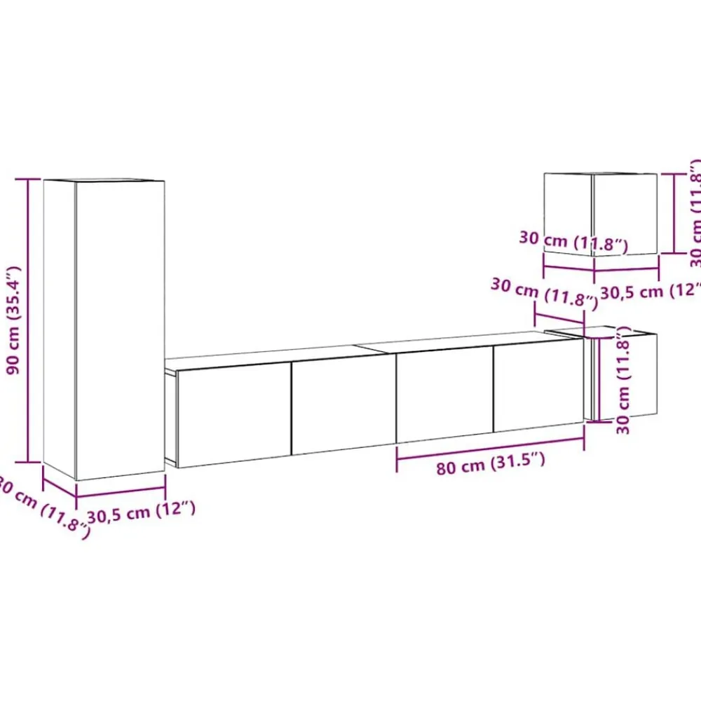 vidaXL Muebles Tv-Conjunto de mueble de TV 5 piezas montado la pared madera vieja