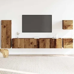 vidaXL Muebles Tv-Conjunto de mueble de TV 5 piezas montado la pared madera vieja