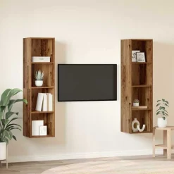 vidaXL Muebles Tv-Conjunto de mueble de TV 2 pcs Marrón 37 x 37 x 142,5 cm