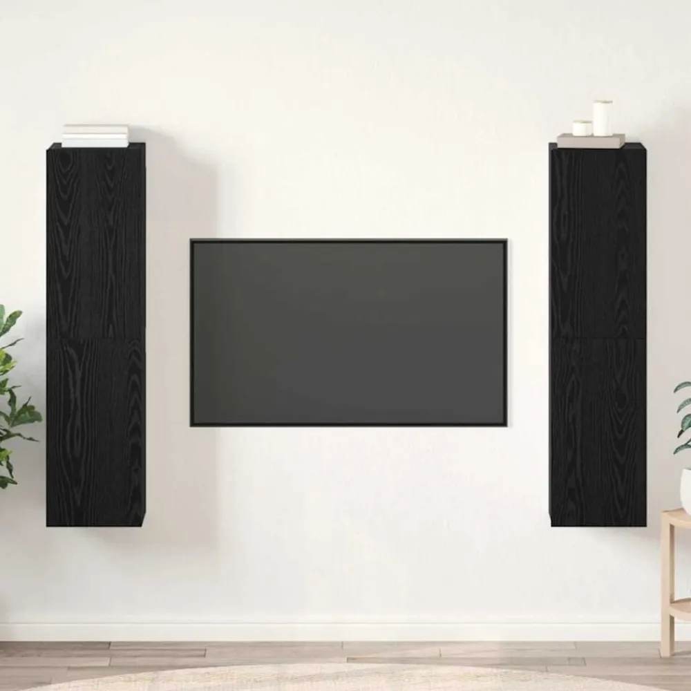 vidaXL Conjunto de mueble de TV Madera de ingeniería Roble negro Best